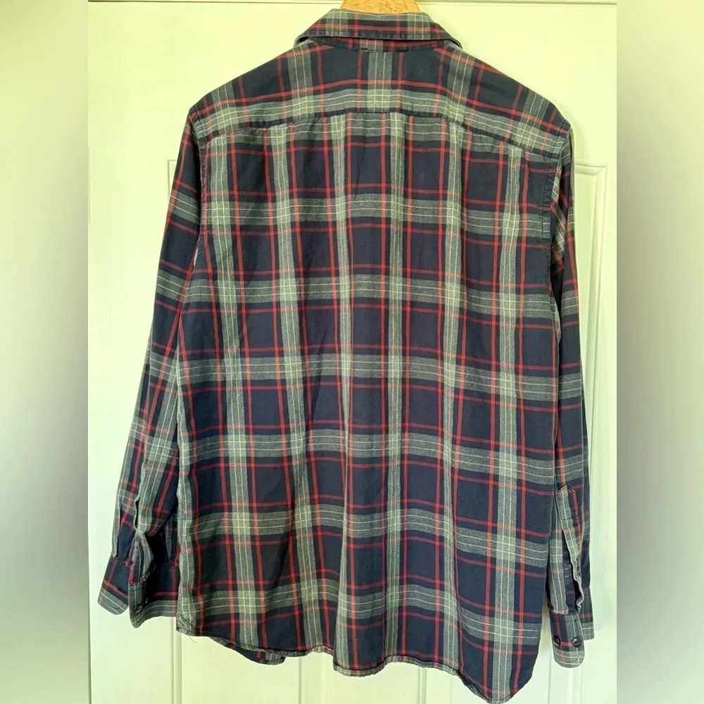 Banana Republic Men’s Plaid Lightweight Flannel Shirt L Navy Red